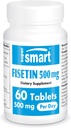 Supersmart - Fisetin 500mg par jour (Facile à prendre) - Supplément de Fisetin pur à 98% - Polyphénol hautement biodisponible - Potent Senolytic Activator - Sans OGM et sans gluten - 60 comprimés