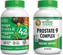 Choix botanique Mélange Mega Fruits et légumes (60 Capsules) + Prostate 9 Complexe (30 Softgels) Ensemble - Bilan énergétique et supplément super-alimentaire + flux urinaire et santé cellulaire