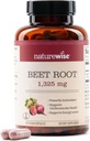 NatureWise Beet Root Capsules 1325mg avec de la betterave biologique - Booster à oxyde nitrique pour la circulation et le soutien de la santé cardiaque - Vegan, sans gluten, non-OGM - 120 capsules[60 jours]