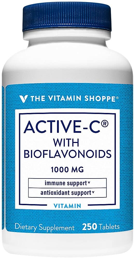La vitamine Shoppe Active-C avec bioflavonoïdes 1000 MG - Antioxydant pour la santé cardiovasculaire et immunitaire et la protection contre les radicaux libres (250 comprimés)