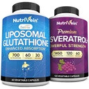 Nutrivein Liposomal Glutathione Supplement & Resveratrol Supplement Bundle: High-Absorption Liposomal Glutathione & Resveratrol Capsules for Nutritional Support