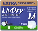 LivDry Adult Incontinence Underwear, Extra Absorbency Adult Diapers, Leak Protection, Medium, 19-Pack
