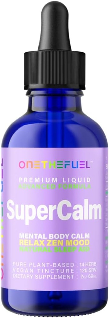 Super calme 2oz. Santé mentale basée sur les plantes Nerveux calmant le corps Nerveux Relax 100% naturel supplément de magnésium Végétalien pur 14-en-1 Camomille + Teinture liquide