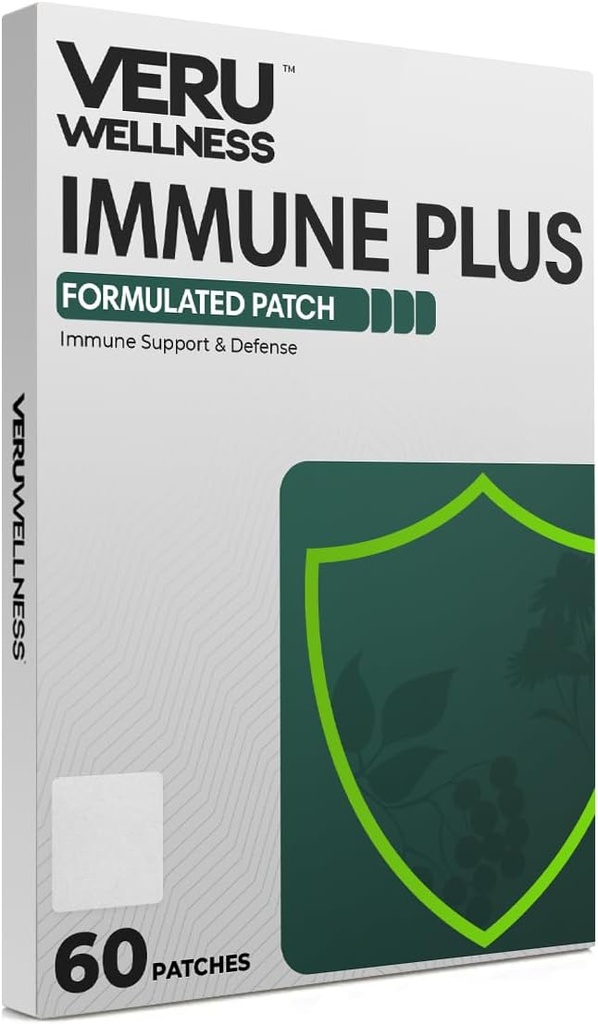 Veru Wellness Immune Plus Patch - Immune quotidienne - Santé globale, Zinc, Elderberry et Echinacea (60 jours)