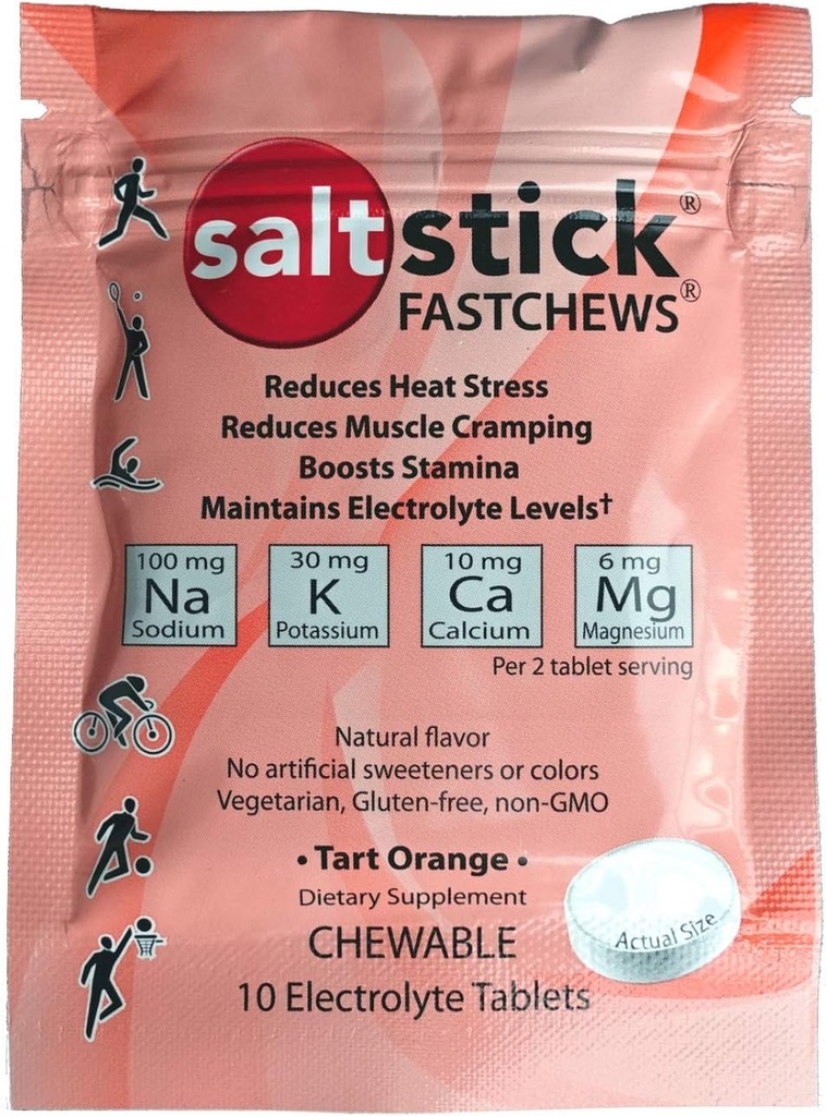 SaltStick Fastchews, Comprimés de remplacement d'électrolytes pour la réhydratation, la récupération d'exercices, les athlètes jeunes et adultes, randonnée, récupération sportive, 10ct Variété 4-Pack