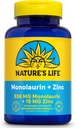 Nature's Life Monolaurin Plus Zinc Immune Support Supplément - 936mg Monolaurin de noix de coco crues, Zinc 15mg, Soutient la santé Gut, Gut équilibré Flora, Garantie de 60 jours, 45 Servir, 90 Capsules végétariennes
