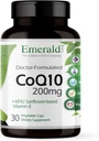 EMERALD LABS CoQ10 200mg - Supplément Wellness Premium avec Vitamine naturelle E - Supporte Antioxydant, Circulation, Énergie et Santé du Coeur - 30 Capsules (30 jours d'approvisionnement)
