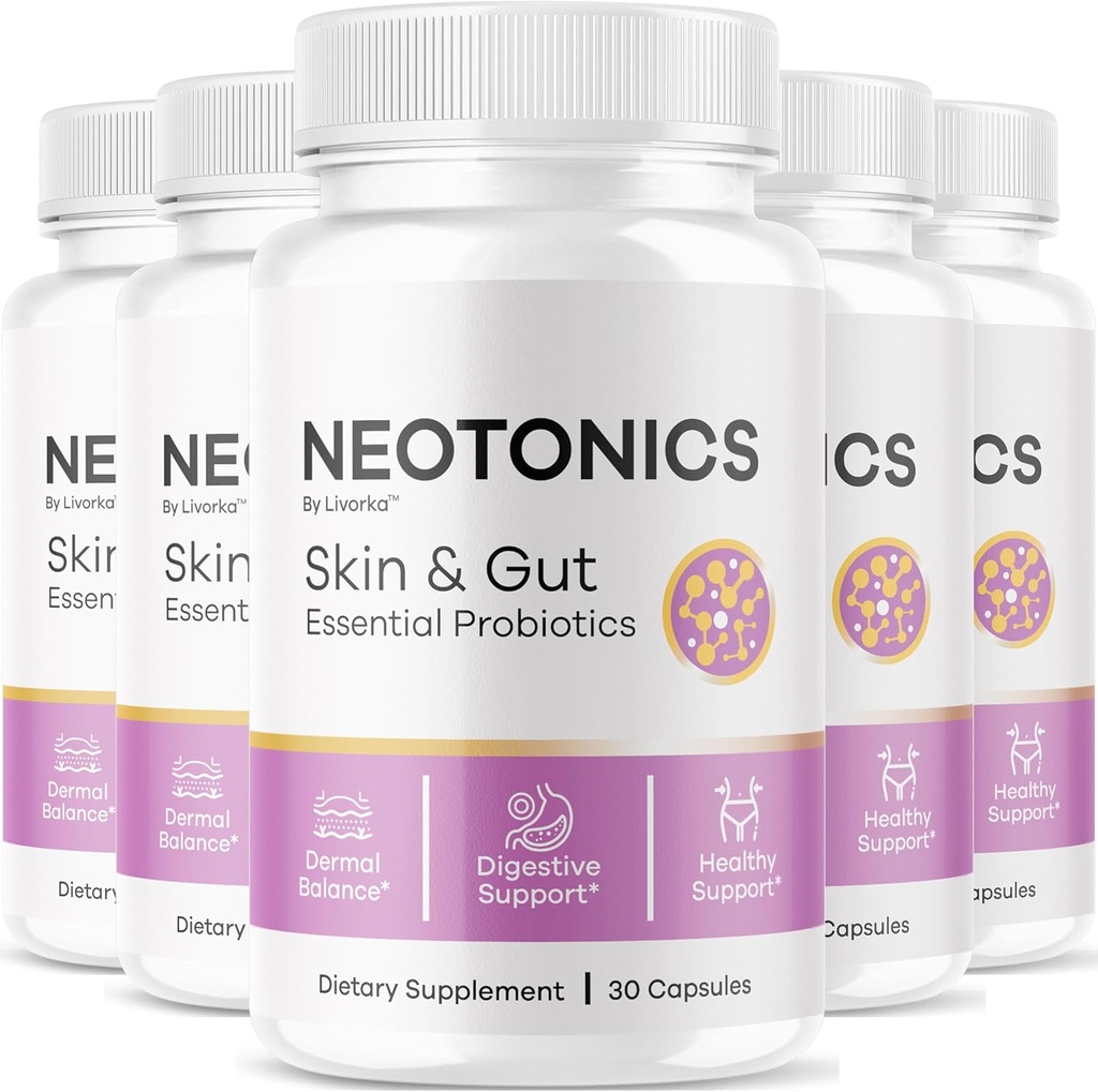 (5 Pack) Capsules néotoniques - Probiotiques essentiels néotoniques officiels de la peau et du Gut, formule avancée de la peau et du Gut biologique, tous les suppléments naturels néotoniques examen, 150 capsules pendant 5 mois