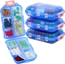 Organisateur de pilules de voyage 4PS avec 164 étiquettes de tranches,10 compartiments Pill Box Portable Polding Small Pill Case Conteneur quotidien de pilules utilisé pour transporter l'organisateur de médecine par M MUchengbao (Blue)
