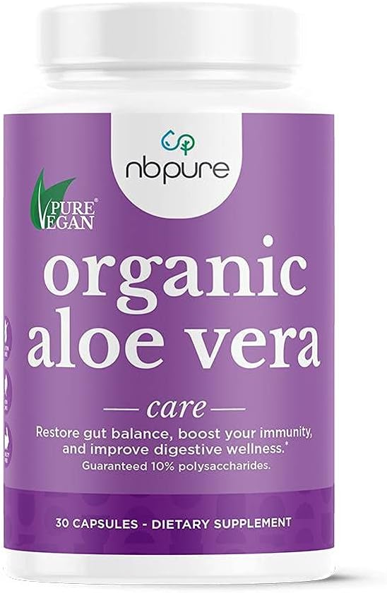 nbpure Organic Aloe Vera, Restore Gut Balance, Immunity Support et Digestive Wellness 30, Capsules végétaliennes