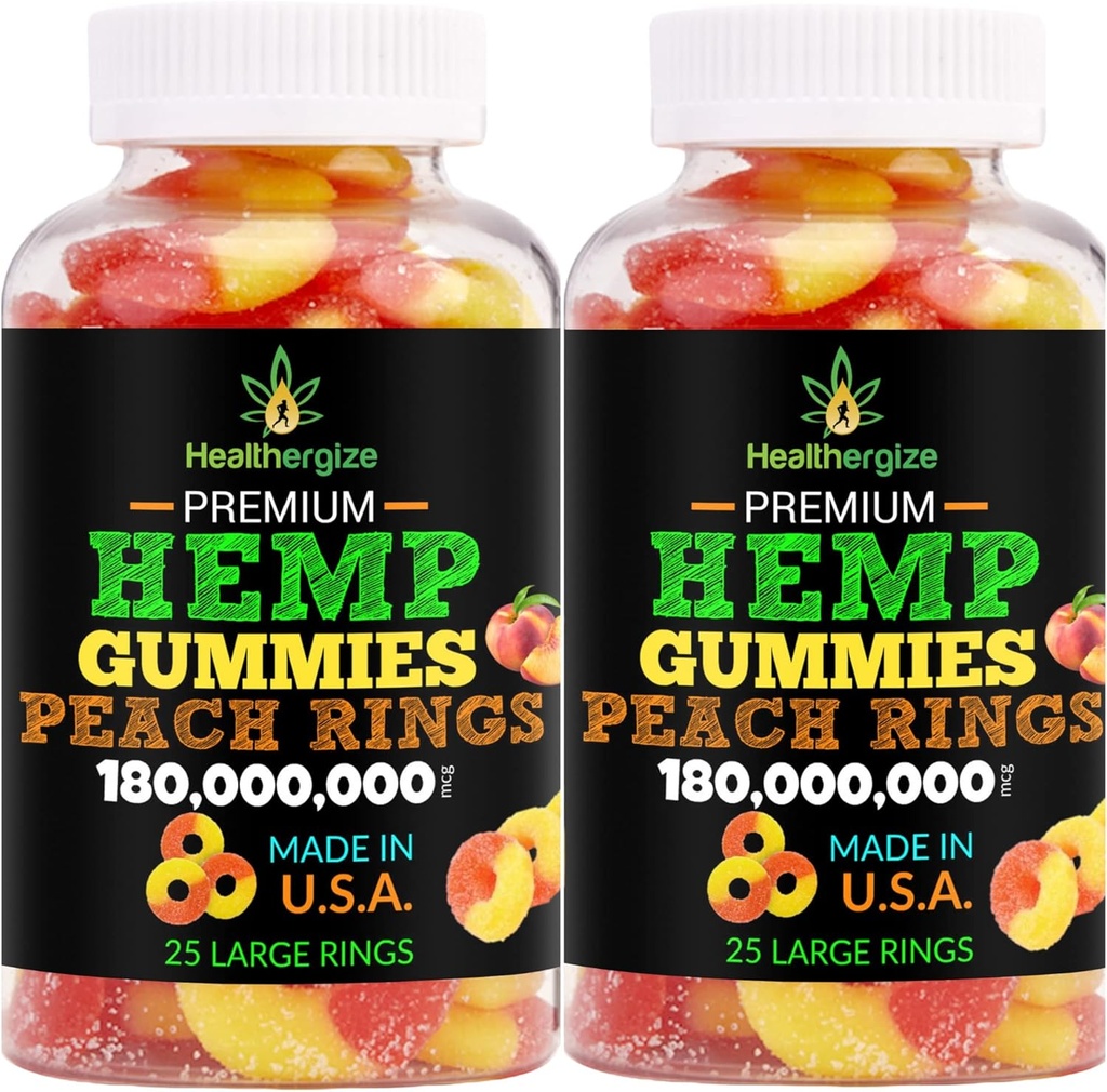 Gommies de chanvre 2PACK-Fresh Delicious Gommy Peach-pour le sommeil, le calme et la détente, huile de chanvre à l'arrière-prémium Gummy Edibles, Fête du chanvre naturel-Fabriqué aux États-Unis