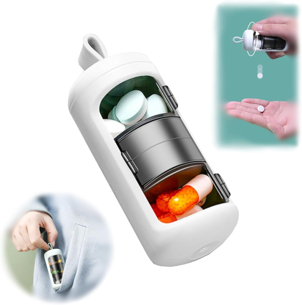 Pilule quotidienne et contenant de vitamine, Pill Box portable, Organisateur de pilules de voyage, Détenteur quotidien de cas de pilule à des médicaments, Suppléments, Préfet de petite boîte de médecine comme cadeau, pour bureau, Voyage, Gym