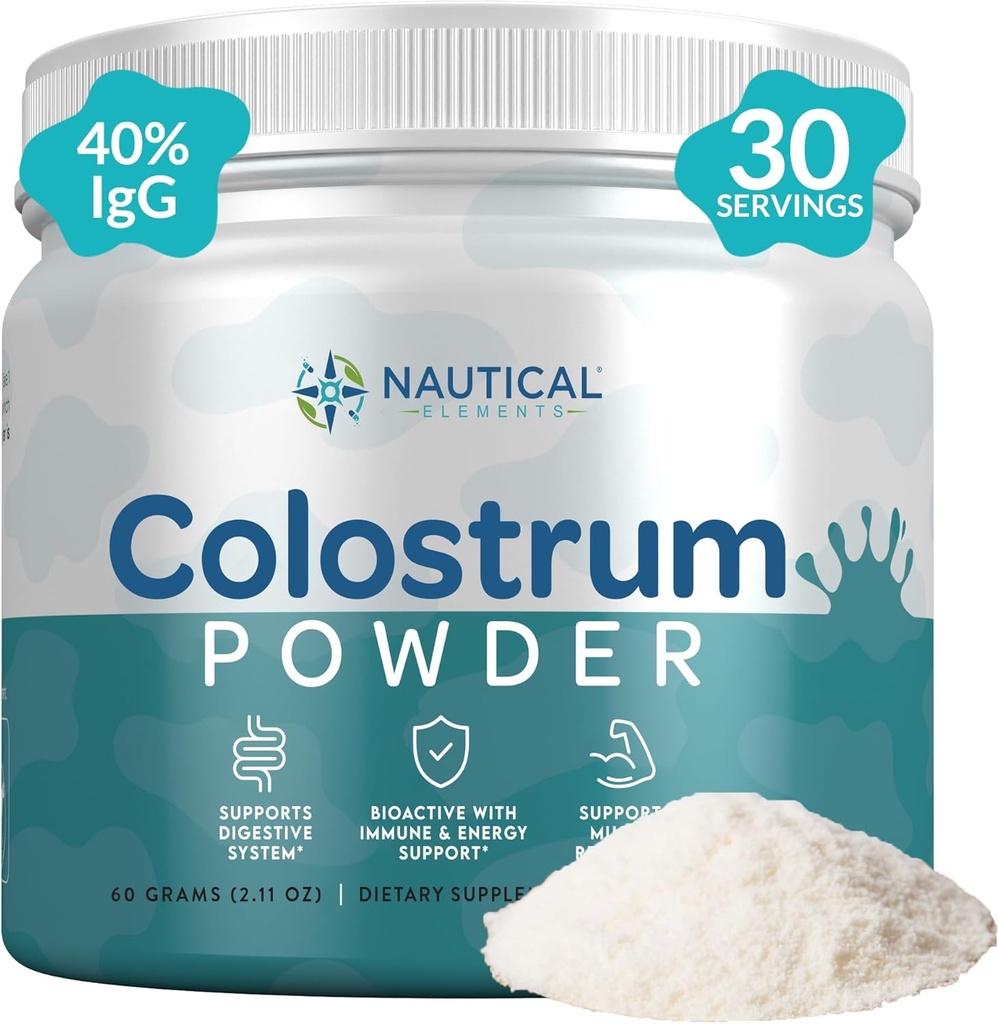 Poudre de colostrum 60g, 40% IgG, 30 portions.