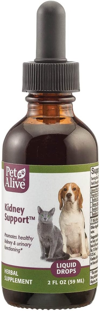 Soutien du rein vivant animal - Tout le supplément naturel à base de plantes favorise le fonctionnement sain du rein et de l'urine chez les chats et les chiens - 59 ml