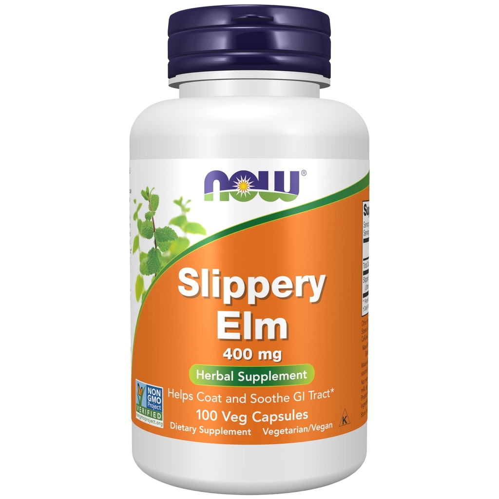 NOW Supplements, Slippery Elm (Ulmus rubra) 400 mg, Herbal Supplement, 100 Veg Capsules