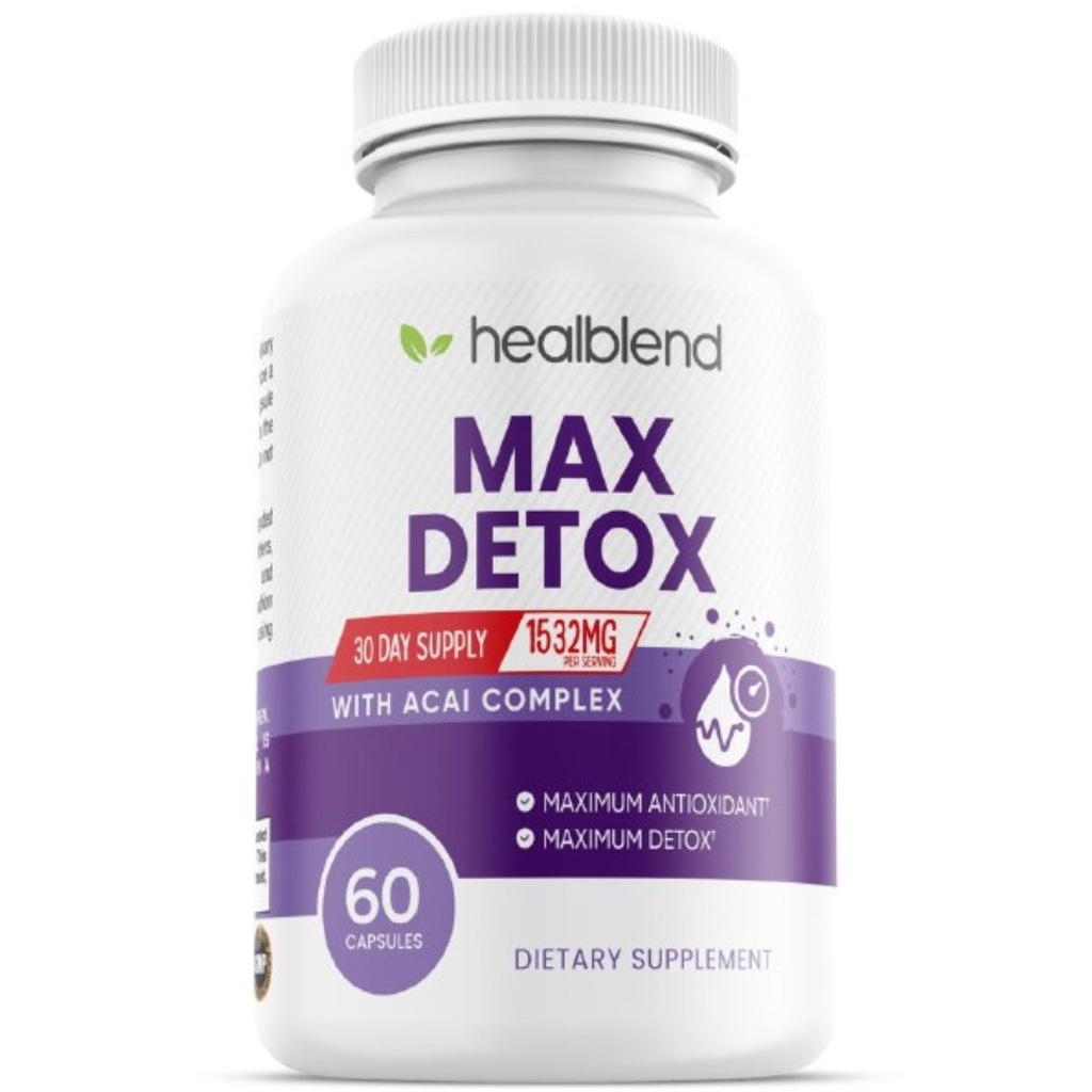 Supplément Max Detox, Détox avancé Gut Cleanse pour les femmes et les hommes avec Psyllium, Chlorella, Hyssop Herb & Papaya, avec complexe Acai - Colon Cleanse - 60 Capsules (1)
