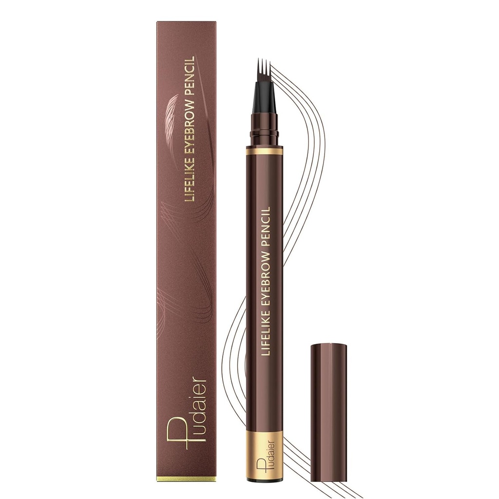 Stylo à sourcils micro-blading, Crayon à sourcils magiques pour femmes avec pointe de 4 fourches, Stylo de maquillage de sourcils imperméable, naturel, cheveux comme les accidents vasculaires, port prolongé