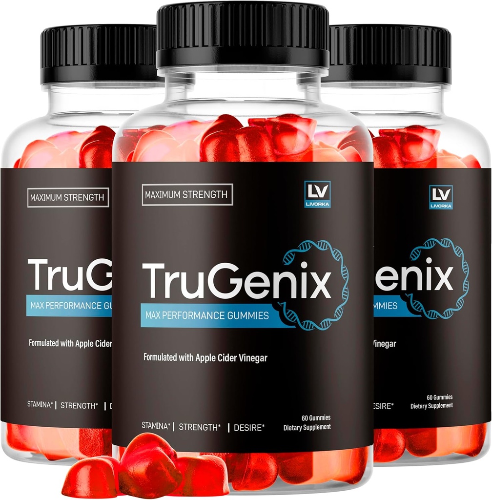 (3 Pack) TruGenix Gummies, TruGenix Gummies pour hommes, TruGenix Gummies Formula Advanced, TruGenix ACV Gummies, TruGenix Supplément de soutien Gummies, Formule Premium, 180 Gummies pendant 3 mois