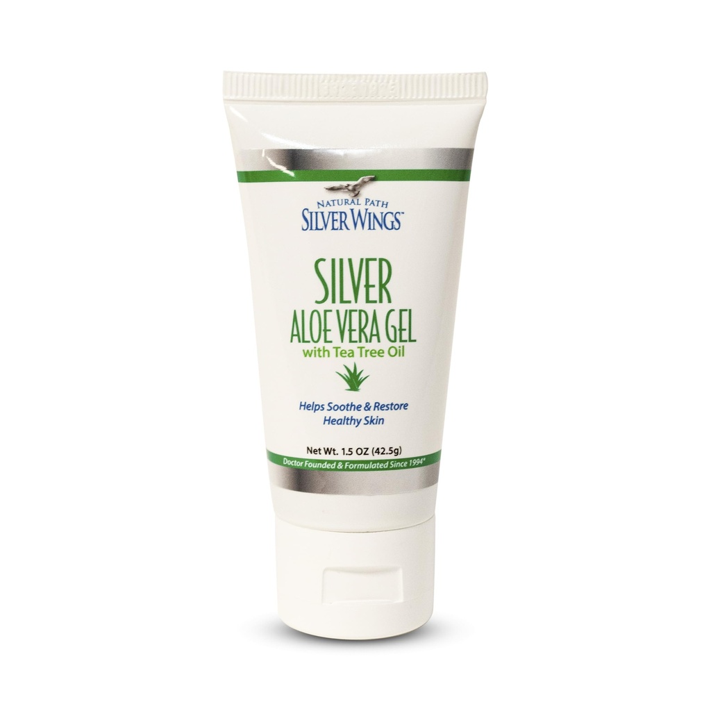 Path naturel Silver Ailes 200ppm Argent avec Aloe Vera Gel et huile d'arbre de thé - Soin de peau apaisant - 1,5 oz