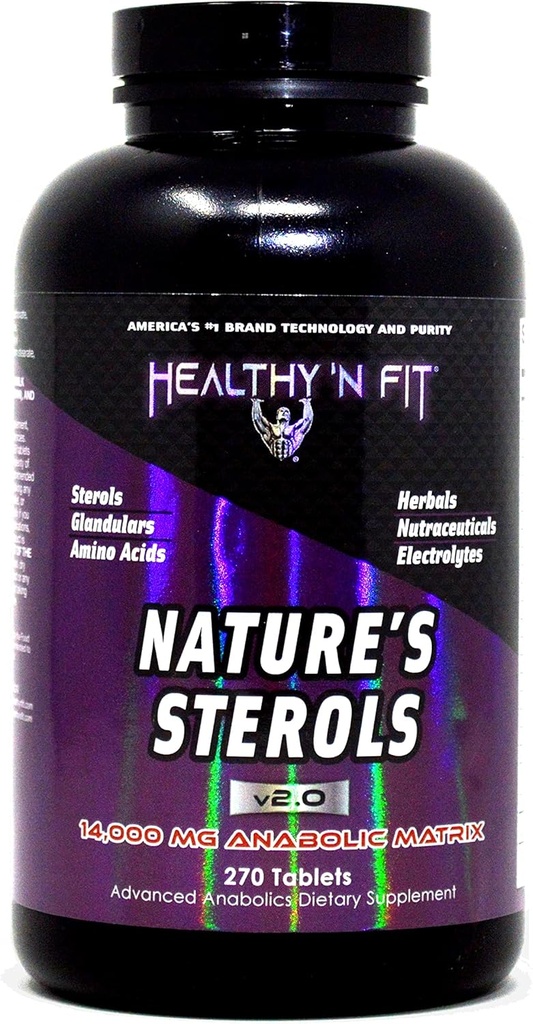 Stérols sains de N Fit Nature 270 comprimés - Glandulaires avec acides aminés, herbes, énergie sans Stim et électrolytes.