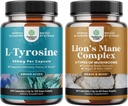 Bundle of Free Form L Tyrosine 1000mg par service - Supplément L-Tyrosine haute résistance pour l'énergie et le soutien de focus et le champignon de la Mane de Lion avancé