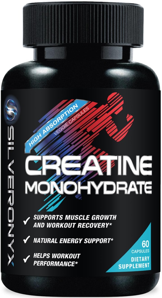 Créatine Capsules monohydratées 3000mg - Supplément nutritionnel micronisé Créatine - Lean Muscle Growth, Workout Performance, Energy & Endurance Support - 750mg par Capsule d'absorption élevée - 60 Compte