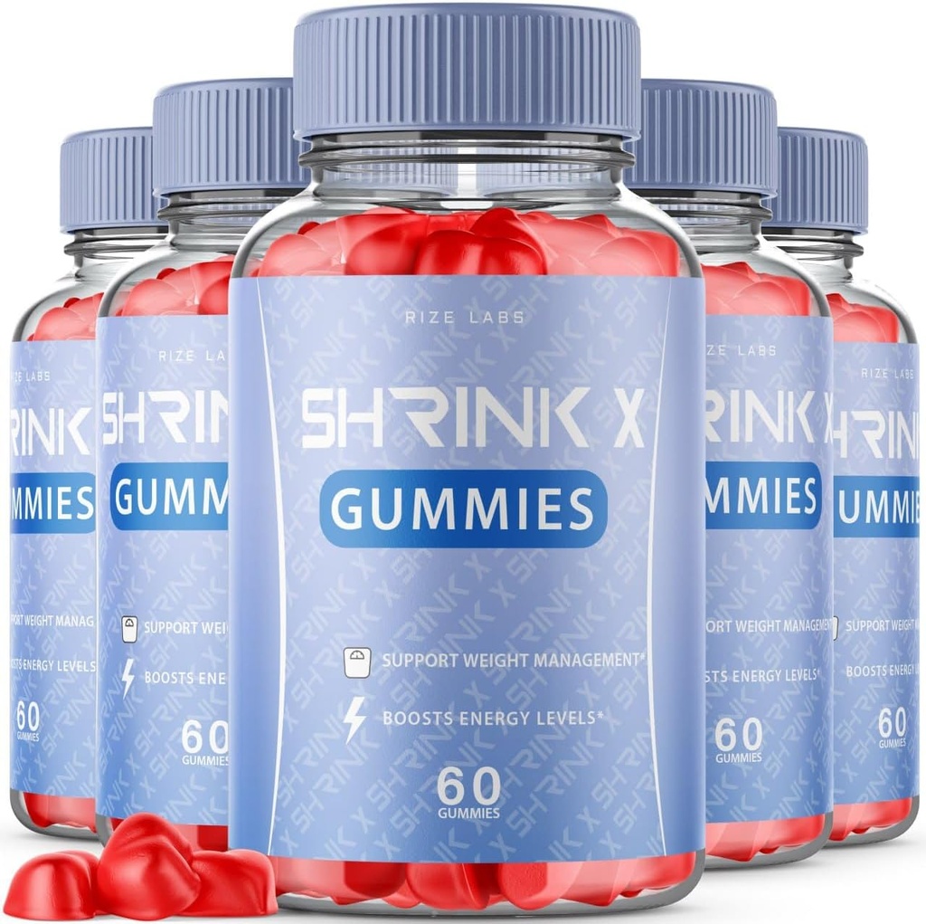 Rize labs (5 Pack) Shrink X - Shrink X Gummies Perte de poids, Shrink X supplément de vinaigre de cidre de pomme Keto, Keto + vinaigre de cidre de pomme de terre, Shrink X Force maximale Gomitas gras ventre, ShrinkX Gummy Bears Reviews (300 Gummies)