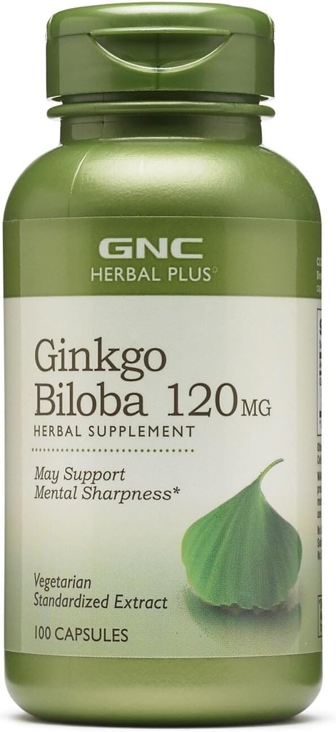 GNC Herbal Plus Ginkgo Biloba 120mg Supplément, végétarien, soutient la netteté mentale, 100 services