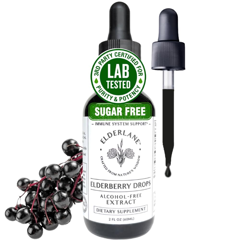 Elderlane Elderberry Drops, Tincture Liquid Extract for Immune Support, 2oz