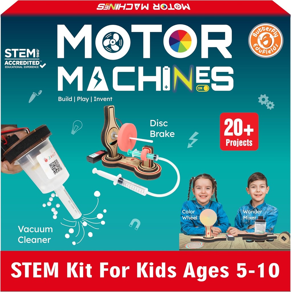 Butterfly EduFields 20in1 STEM Projects Kit pour les enfants Age 5-7 6-8 8-10:00 STEM Toys pour les enfants 5 6 7 8 9 10 ans Machine à moteur - Robotique et jouets d'ingénierie