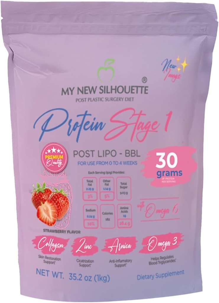 MI NUEVA SILUETA Lipotransfer Protein Étape 1 Ma nouvelle Silhouette est une protéine isolée avec des Omégas, 30 Grams par service qui aide à maintenir le gras transféré. (Strawberry)