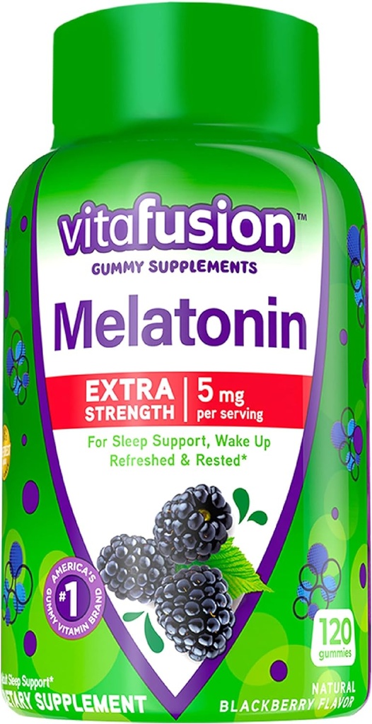 Gummées en fibre de Vitafusion, 90 Gummées en mélatonine, 120 Gummées en mélatonine