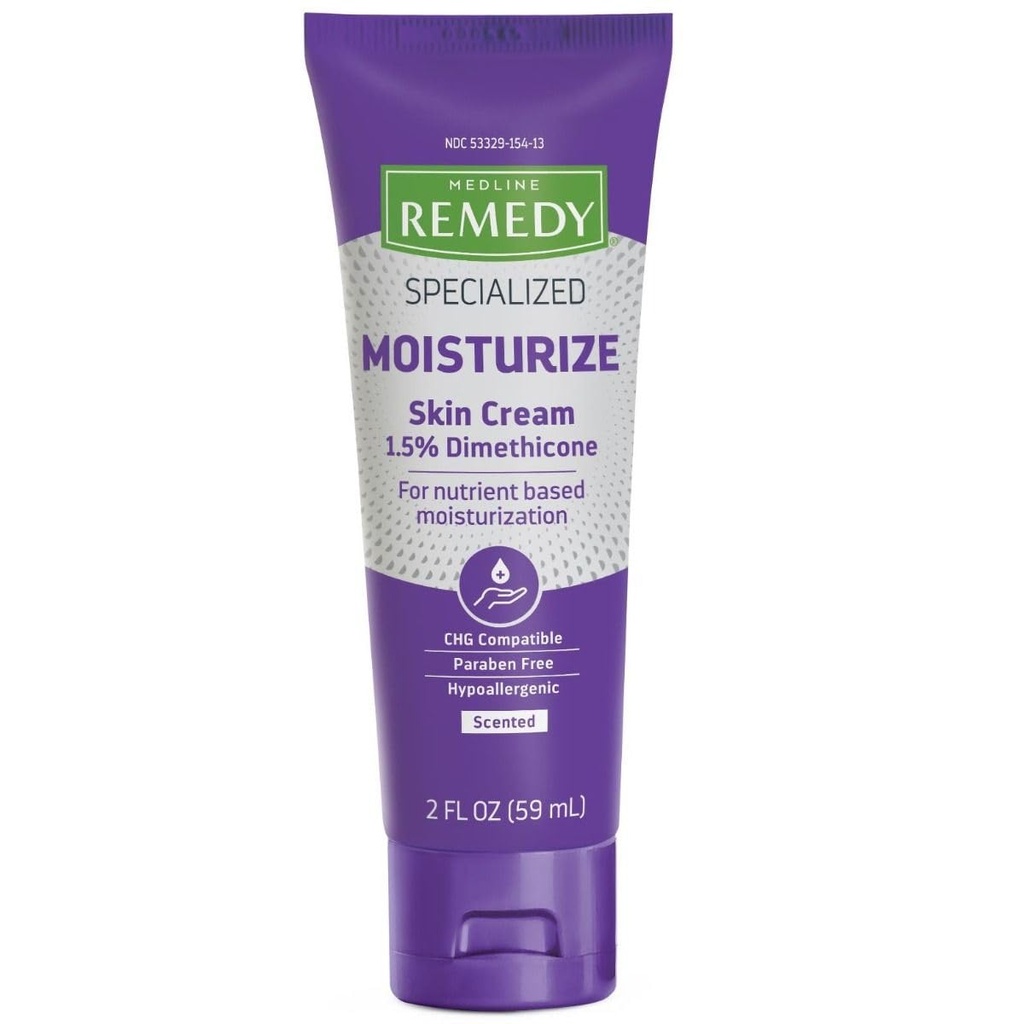 Medline Remède Crème de peau spécialisée (2 oz de tube), Parfumé, 1,5% Diméthicone, Hydratant nourrissant pour peau sèche, Sans sulfate, Sans parabène, Crème du corps hypoallergénique, Lotion quotidienne pour peau sèche
