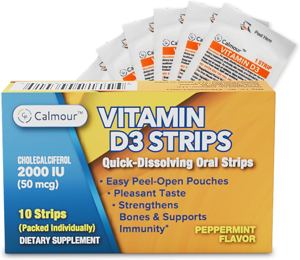 Bandes Vitamine D3 10 Pack de 2000 UI Dissolvables Oral D3 Bandes Vitamines.