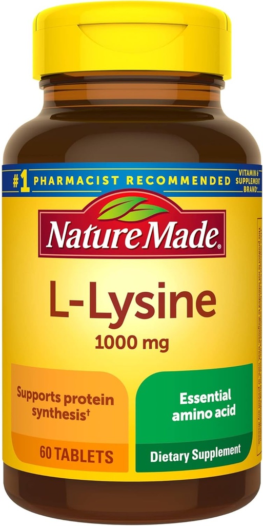 Nature faite L-Lysine 1000 mg, complément alimentaire, 60 comprimés, 60 jours d'approvisionnement