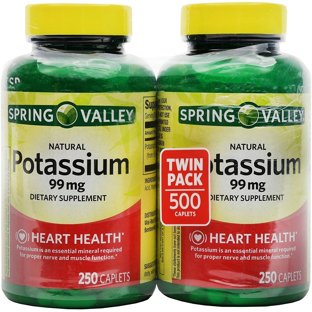 Potassium de Spring Valley 99 mg de gluconate de potassium 595 mg (250 Nombre, 2 emballages)