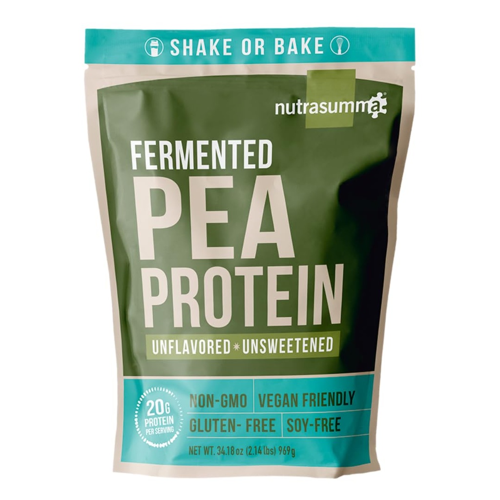 Poudre de protéines de pois de Nutrasumma, végétalien sans sucre non aromatisé et non sucré, 100% à base végétale, sans OGM, sans gluten et sans soja, 2,14 LB
