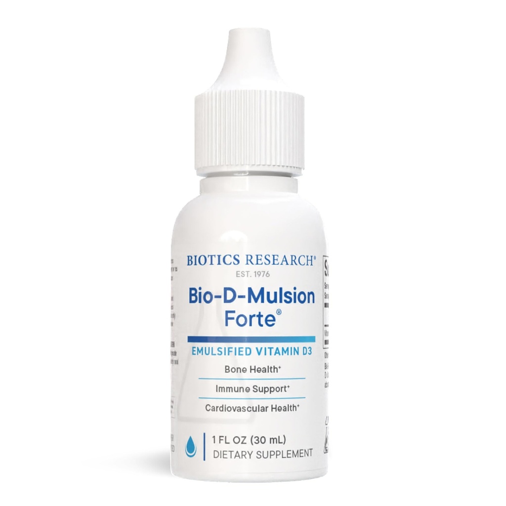 Recherche en biotique Bio-D-Mulsion Forte Vitamine liquide D gouttes 4000 UI – Vitamine D3 2000iu / Trop pour les adultes – Meilleure absorption, renforce les os, soutient le système cardiovasculaire et immunitaire -1 fl oz