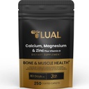 LUAL Calcium, Magnésium, Zinc et Vitamine D3 Calcium, Magnésium et Zinc Plus Vitamine D3 Supplément alimentaire, 250 Compte