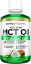 Huile de MCT purement inspirée Huile de MCT pure Keto. Source de l'huile de coco, non-OGM.