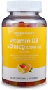 Amazon Basics Vitamin D3 2000 IU Gummies, Orange, Lemon & Strawberry, 160 Count (2 per Serving) (Previously Solimo)