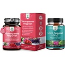 Ensemble de complément à la ménopause totale avec Dong Quai Vitex Chaste Berry & Black Cohosh pour le soutien de l'hormone naturelle et le soutien du foie Supplément NAC avec chardon de lait pour nettoyer le foie Détox & Réparation