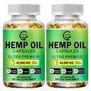 (2-Pack) Capsules d'huile de chanvre à haute puissance - 180 Softgels Veggie - 60 000 Résistance maximale, Système immunitaire Support, Focus Calme, Relaxation, Mood, Extrait pur, Organique, Vegan, Non-OGM