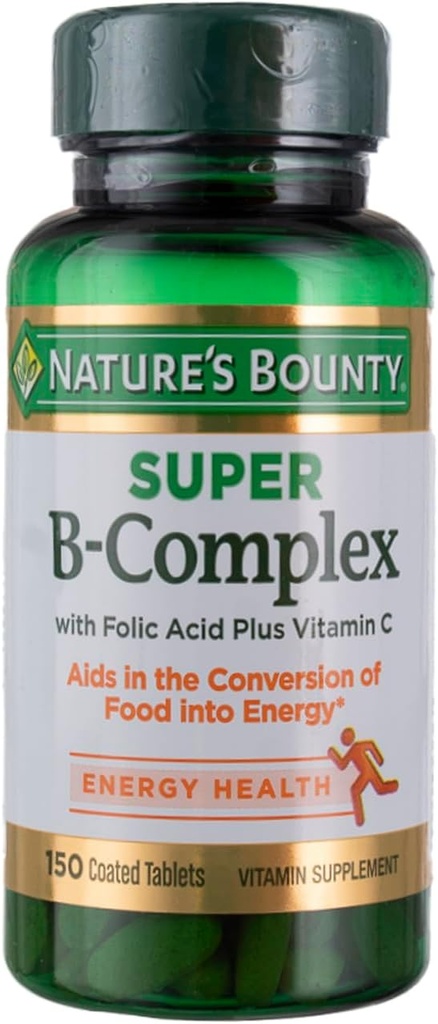 Complexe Bounty Super B de la nature avec vitamine C et acide folique, immunitaire et soutien énergétique, 150 comprimés - Pack de 2