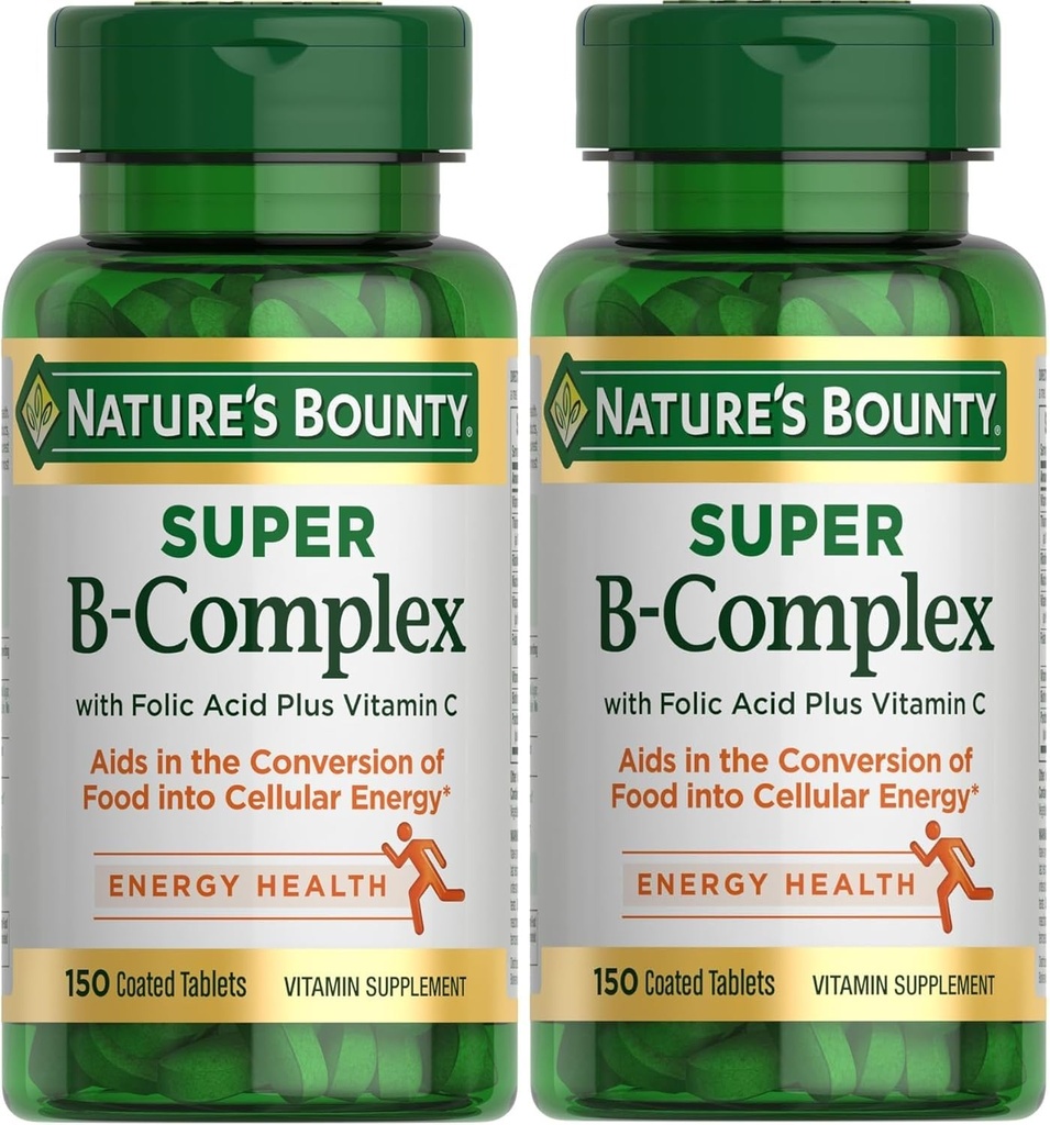 Complexe Bounty Super B de la nature avec vitamine C et acide folique, immunitaire et soutien énergétique, 150 comprimés - Pack de 2