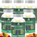 BIO VITALICA Gommies de champignons – 10 Complexe de champignons avec Mane de Lion, Reishi, Chaga, Cordyceps et plus – Gummes végétaliens fruités – Non-OGM, sans gluten, à base végétale – 6 paquets