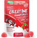 Creatine Monohydrate Gummies Complex for Men & Women,5 Gram per Serving Electrolyte Creatine Gummy for Muscle Strength, Muscle Builder, Energy Boost, Pre-Workout Supplement-120 Strawberry Gummies