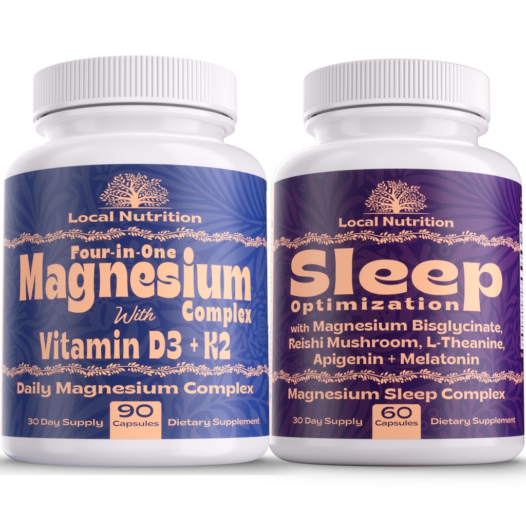 Ensemble complexe d'aide au sommeil naturel Magnésium - Supplément de soutien au sommeil et supplément de magnésium - Approvisionnement d'un mois, fabriqué aux États-Unis