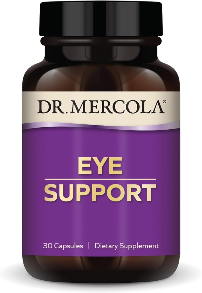 Soutien aux yeux du Dr Mercola - Soutien à la santé oculaire et visuelle - avec la lutéine, la zéaxanthine, l'astaxanthine organique et le groseille noir - sans OGM, sans gluten et sans soja - 30 capsules (30 portions)