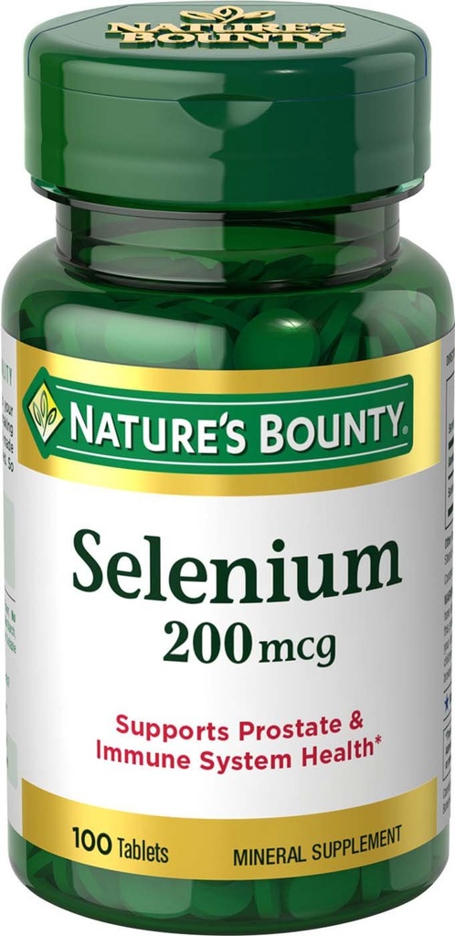 Nature's Bounty Sélénium, soutient la santé du système immunitaire et de la prostate, 200 mcg, 100 comprimés